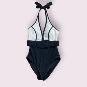 La Blanca Size 6 Black and White Belted One-Piece